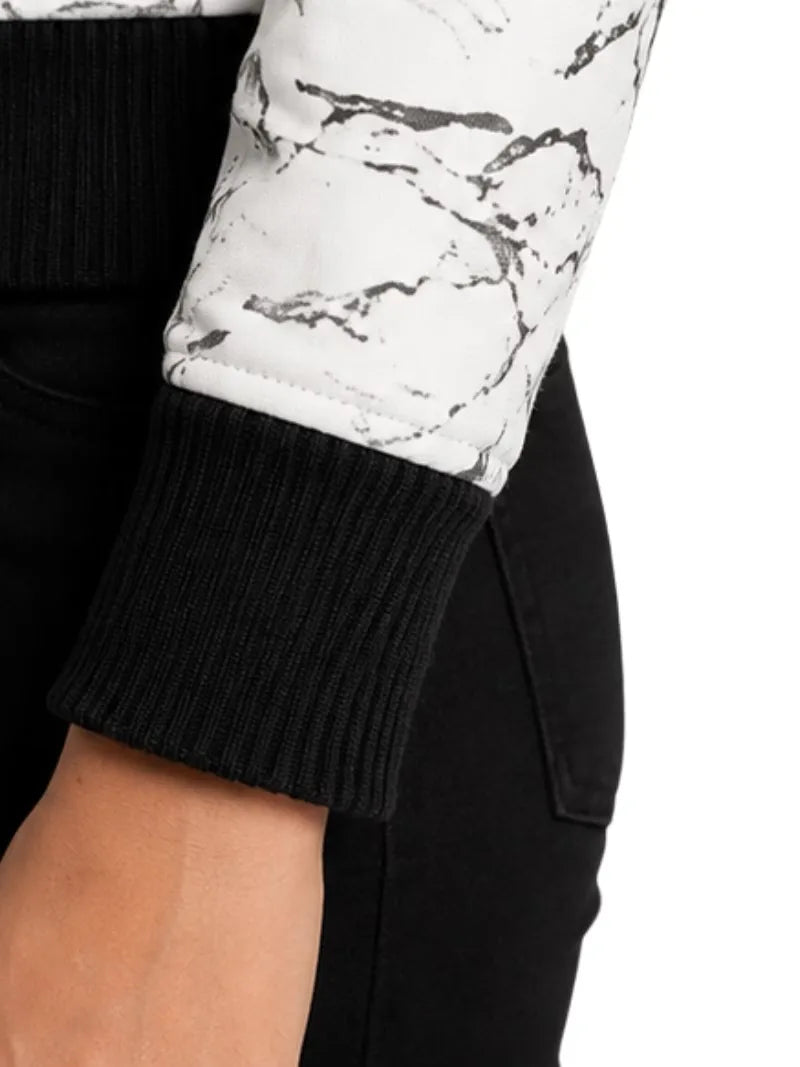 Women's white sheepskin leather jacket, lining detail