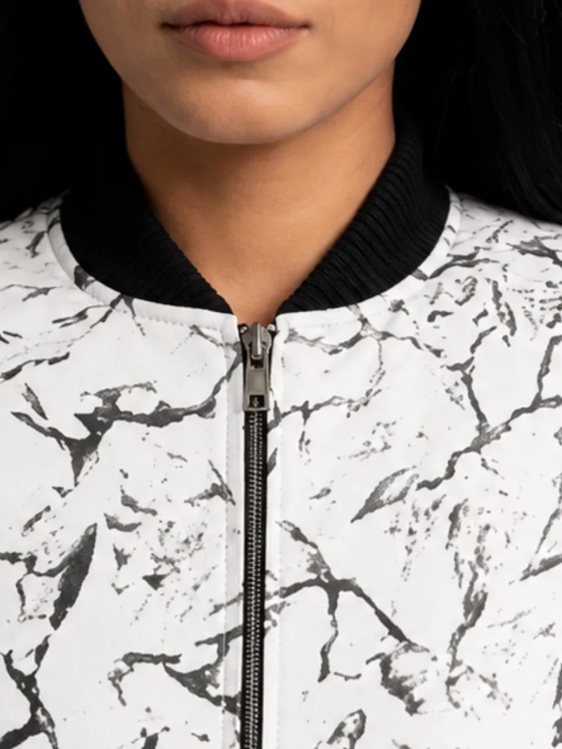 Women's white sheepskin leather jacket, zip and closure detail