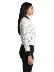 Women's white sheepskin leather jacket, side view