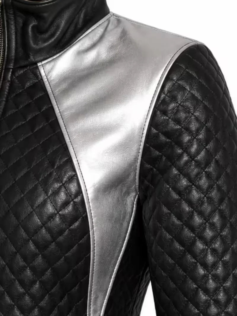 Women's black sheepskin leather jacket, cuff detail