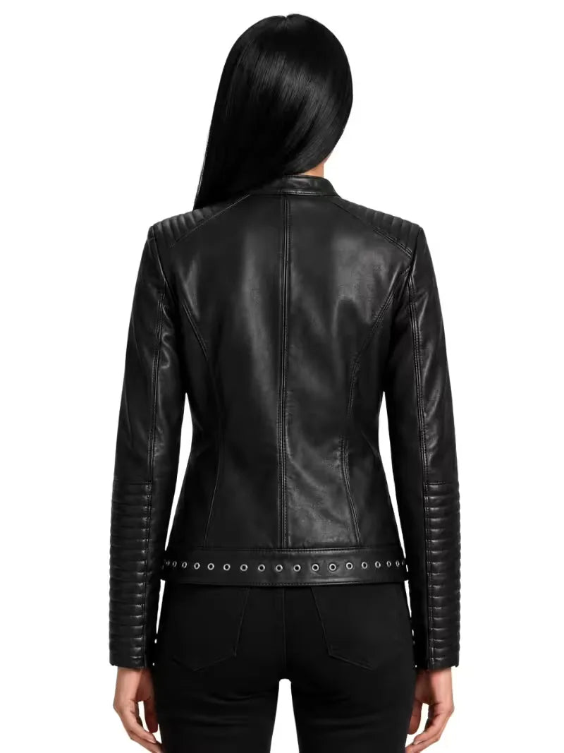 Women's cowhide leather jacket, lining detail