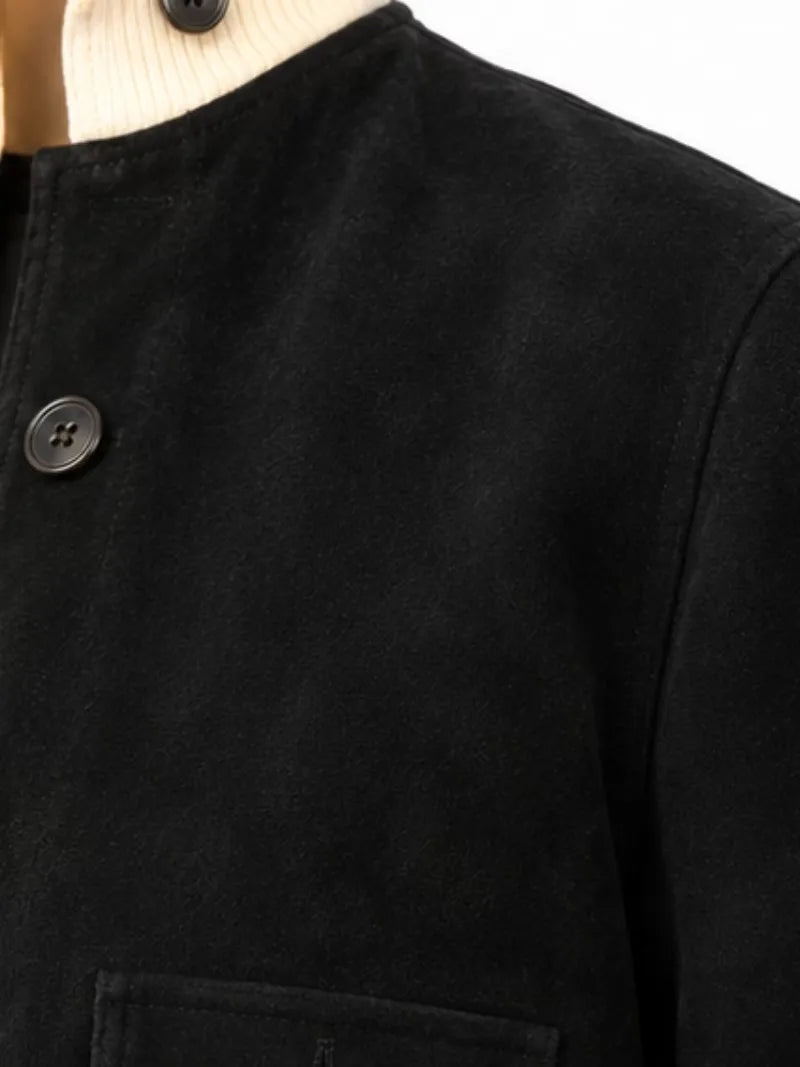 Women's sheepskin suede bomber jacket, cuff detail