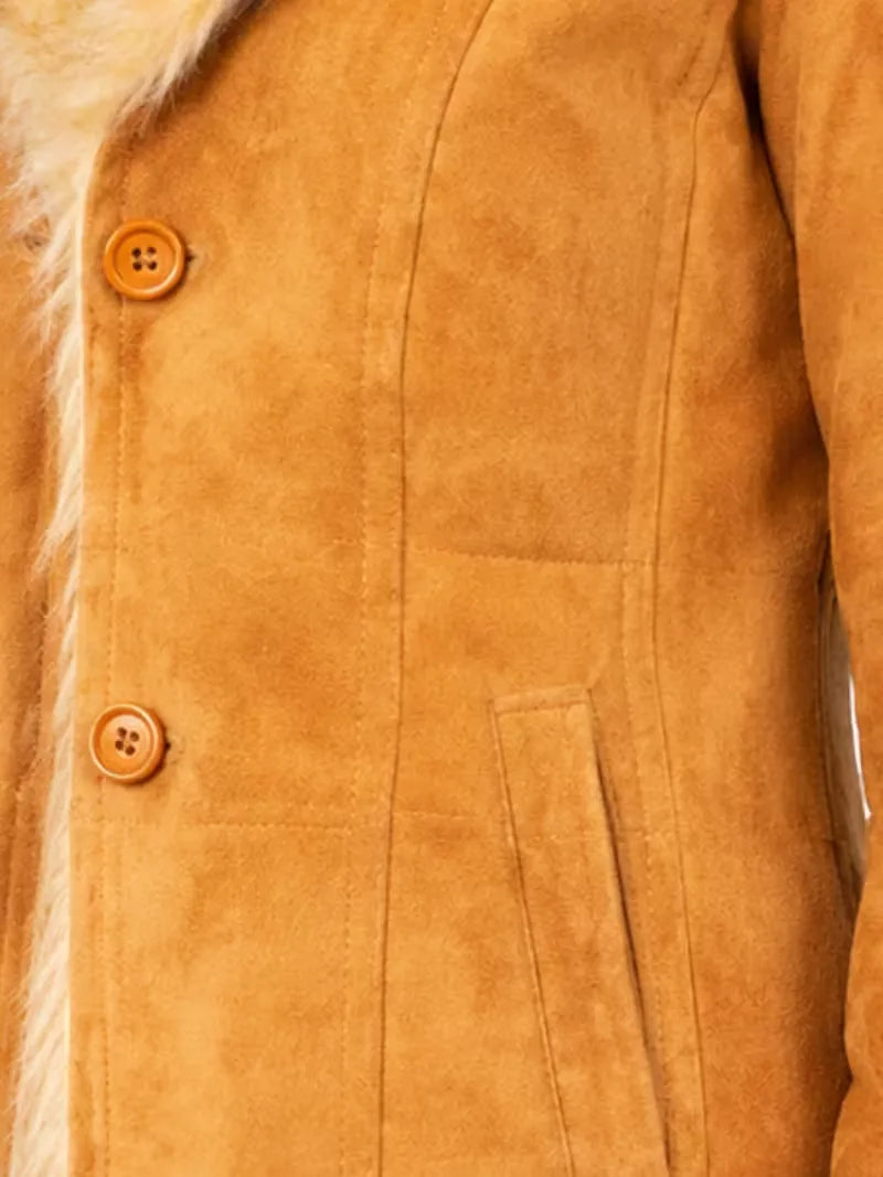 Women's black leather shearling leather jacket, cuff detail