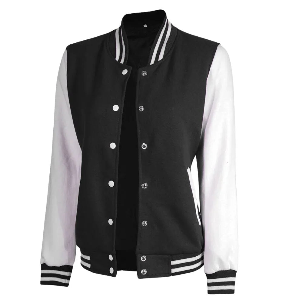 Womens Baseball Black and White Varsity Jacket