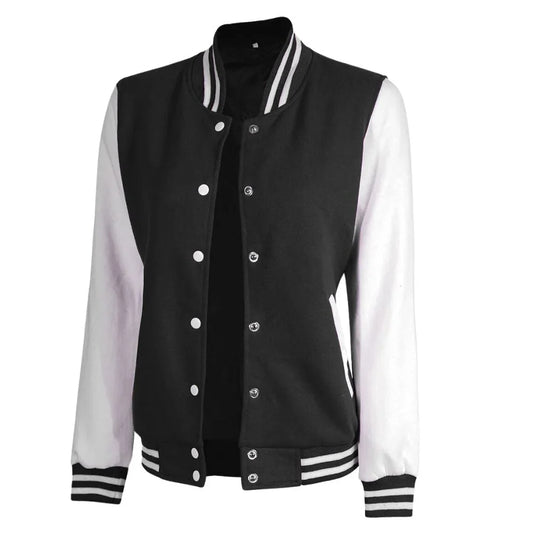 Womens Baseball Black and White Varsity Jacket