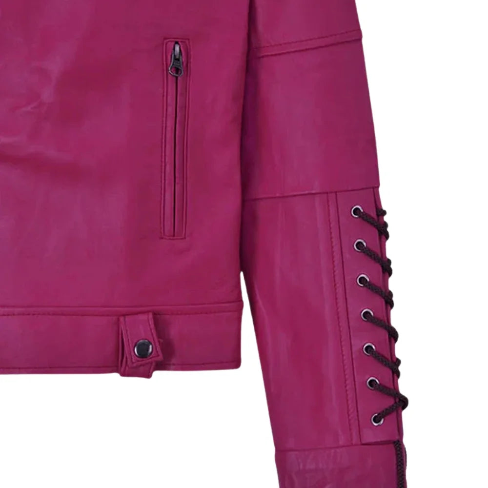 Women’s Pink Real Leather Jacket